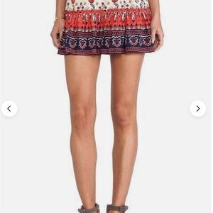 RAGA Anthropolgie NEW MultiColor Mini Skirt S Red Navy Boho Print India Tribal